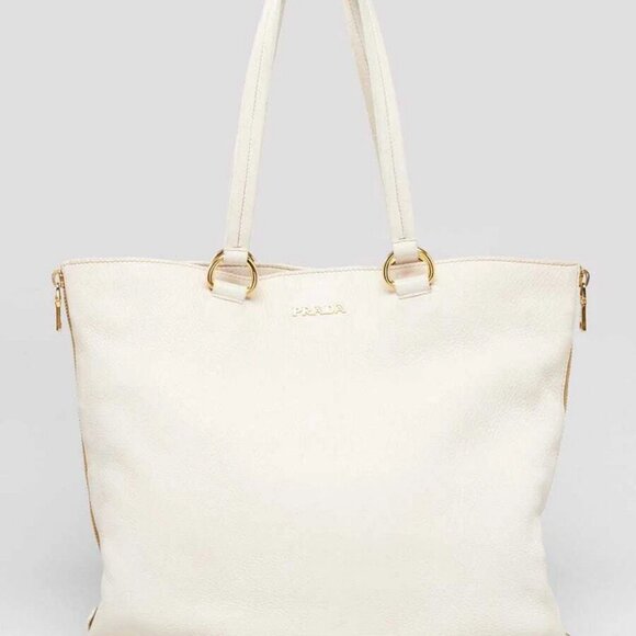 Prada Talco Cervo Leather Large Shopping Tote Bag - Picture 1 of 11